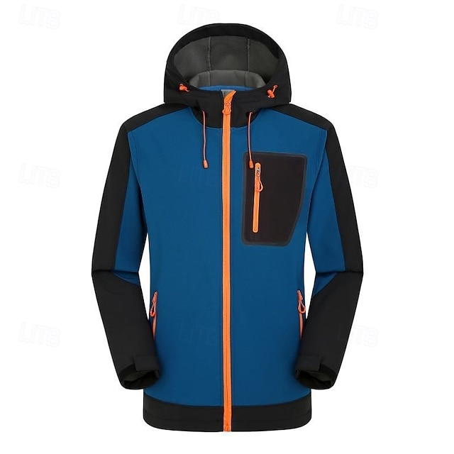  Herren Softshelljacke Wanderjacke Draussen Farbblock Wasserdicht Winddicht Windjacke Reisen Schwarz Rot Marinenblau Königsblau Grau