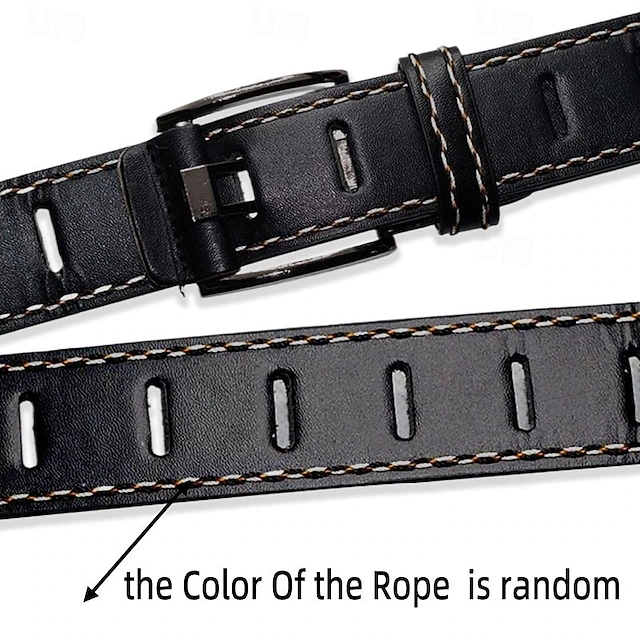 Men's Vintage Pants Belt Men's Double Needle Buckle Belt (Random Color of thread) 7