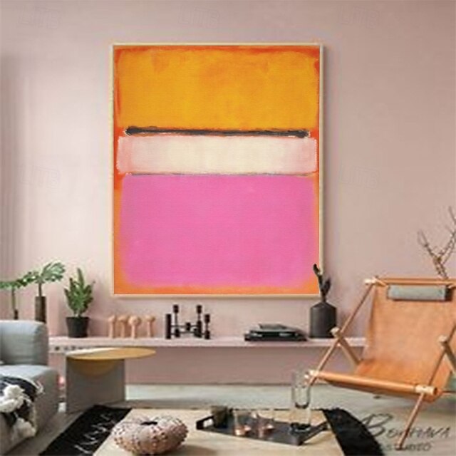  peinture à l'huile abstraite jaune peinte à la main, peinture murale moderne abstraite jaune et rose, peinture abstraite faite à la main, décoration de la maison, peinture sur toile