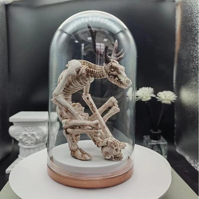 dulap de curiozitate cu schelet dragonling de halloween, ornament de schelet din rășină, statuie sirenă legenda groazei, decor unic bântuitor pentru casă