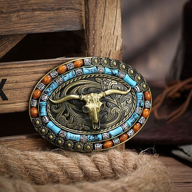 Men's Belt Buckle Buckle Bronze Alloy Vintage Style Retro Vintage Cow Daily Religious Celebrations3