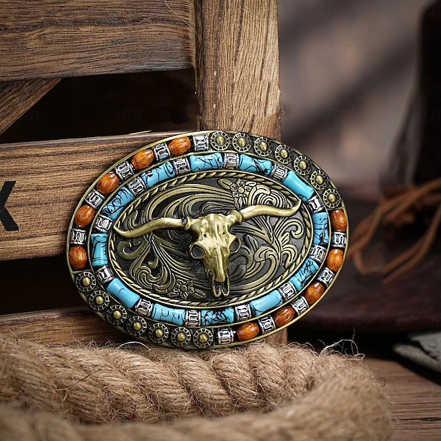 Men's Belt Buckle Buckle Bronze Alloy Vintage Style Retro Vintage Cow Daily Religious Celebrations3