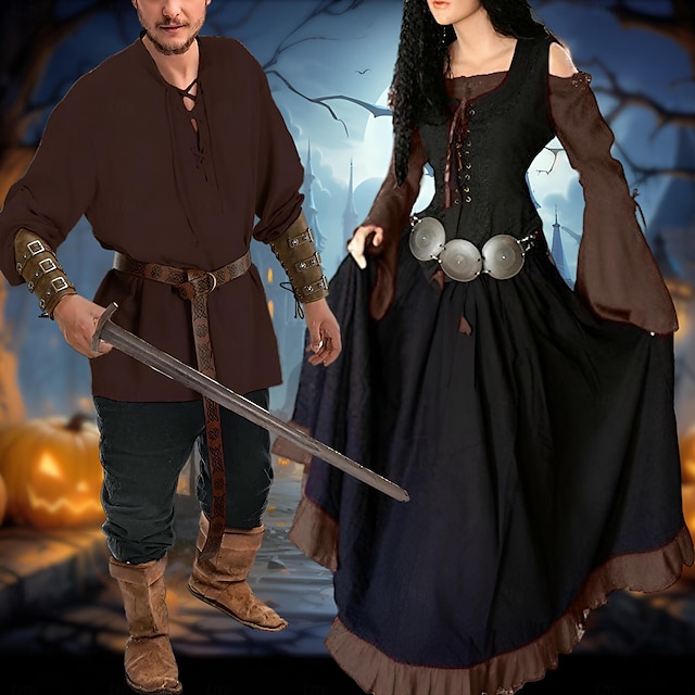  Vichinghi: Valhalla Costumi da pirata Vichingo Ranger Coppie Maglietta Protezioni del braccio Costumi per coppie di gruppo di Halloween Per adulto Per uomo Per donna Retrò vintage Medievale