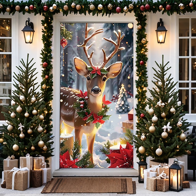 Weihnachts Türabdeckung 90x200cm - Festlicher Türbanner Für Innen & Außen