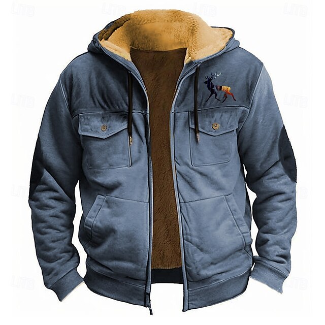  Per uomo Ogni Vello Felpa con cappuccio Felpe Felpa con cappuccio Manica lunga Felpa con cappuccio Con cappuccio Di tendenza Stampa 3D Per eventi Da caccia Abbigliamento di strada Nero Rosso Cerniera