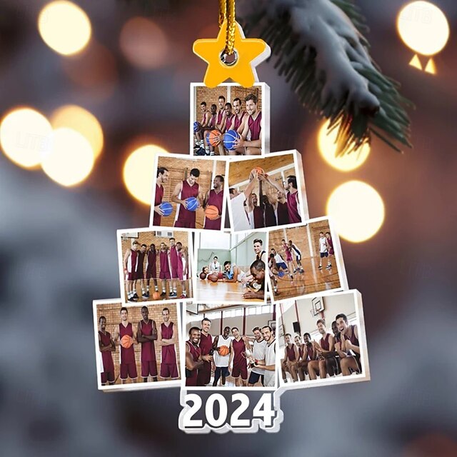 Ornement Photo De Noël 2025 Personnalisable - Décoration Sapin Acrylique Avec Cadre - Cadeau Souvenir Famille