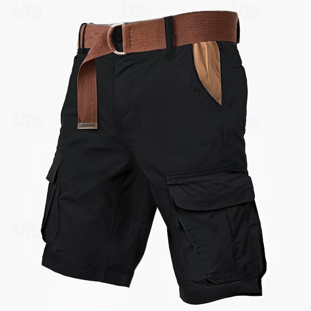  Herr Cargo-shorts Shorts Knappar Flera fickor Slät Bärbar Kort Utomhus Dagligen Camping och vandring Mode Klassisk Armégrön Grön