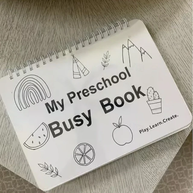 My Preschool Busy Book,Busy Book Preschool Learning Activities, Toddler Busy Book for Kids, Education Workbook Activity Binder Learning( Colored Markers Not Include) 10