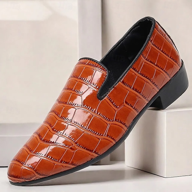  Heren loafers van imitatieleer met krokodillenmotief – stijlvolle instappers voor formele gelegenheden en zakelijke kleding