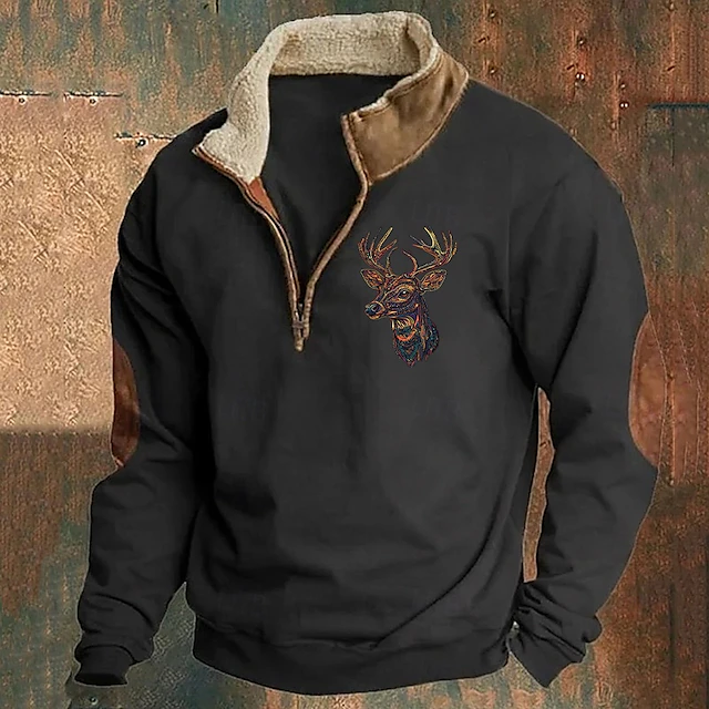 Men's Sweatshirt Quarter Zip Sweatshirt Black Navy Blue Khaki Gray Half Zip Plain Sports & Outdoor Daily Holiday Polyester Streetwear Cool Retro Winter Spring & Fall Clothing Apparel Hoodies 10