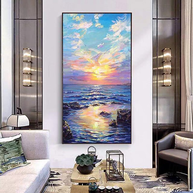 Mintura Handmade Abstract Seascape Oil Paintings On Canvas Wall Art