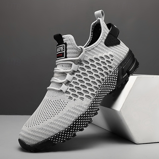  neongrønne åndbare atletiske sneakers til mænd – letvægts løbesko i mesh med polstret sål