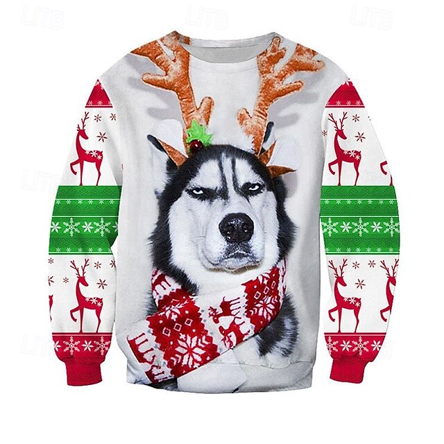 Christmas Animal Cat Dog Pullover Funny Christmas Sweatshirt 3D Print 3D Christmas Funny For Couple's Men's Women's Adults' Christmas Carnival 3D Print Party Festival4
