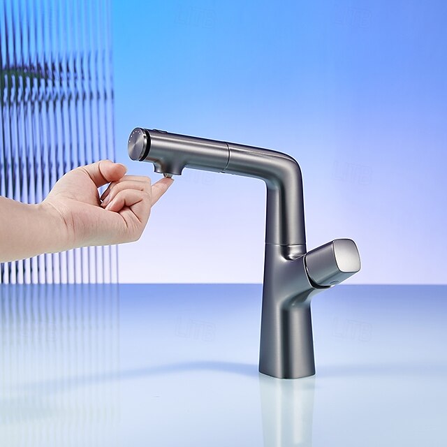 Bathroom Basin Mixer Tap Swivel Kitchen Taps Mixer with Pull Out Spray