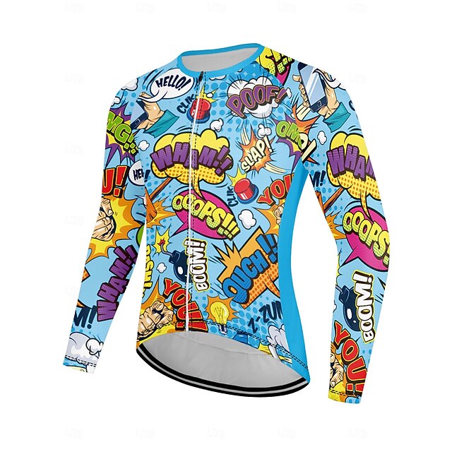 Men's Cycling Jersey Long Sleeve Bike Top with 3 Rear Pockets Mountain