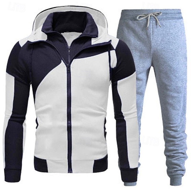  Per uomo Tuta Da Ginnastica Tuta da jogging 2 pezzi Zip intera Informale Autunno Manica lunga Traspirante Morbido Fitness Allenamento in palestra Corsa abbigliamento sportivo Abbigliamento sportivo