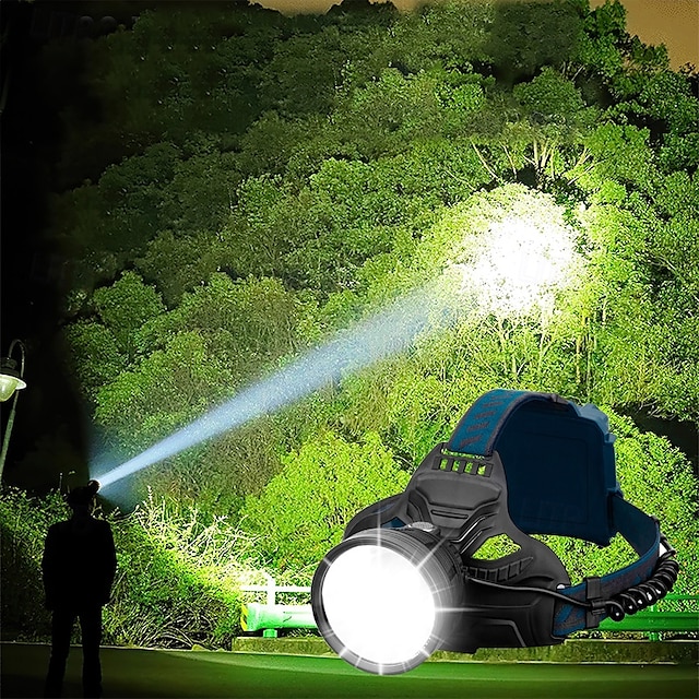  Lampe frontale rechargeable à LED super lumineuse, lampe frontale USB 4 modes IPX5 étanche 90° réglable pour le camping, la randonnée, la course à pied, la chasse, le vélo