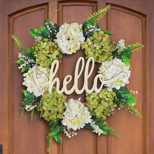 Christmas Wreath, Faux Hydrangea Garland Door Decoration, European