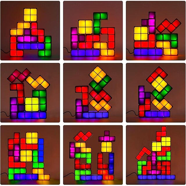 DIY Stackable LED Night Light, 7 Color Changing Interlocking Induction