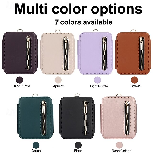  telefone Capinha Para Z Flip 7 Z Virar 6 Z Flip 5 Z Flip 4 Z Flip 3 Capa traseira Com Suporte Zíper com cordão Retro TPU Couro PU