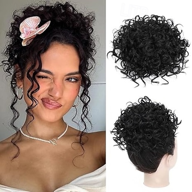  Chignon Chignon Con clip Capelli sintetici Pezzo di capelli Estensione capelli Riccio Feste Giornaliero Da tutti i giorni Marrone scuro Nero Biondo
