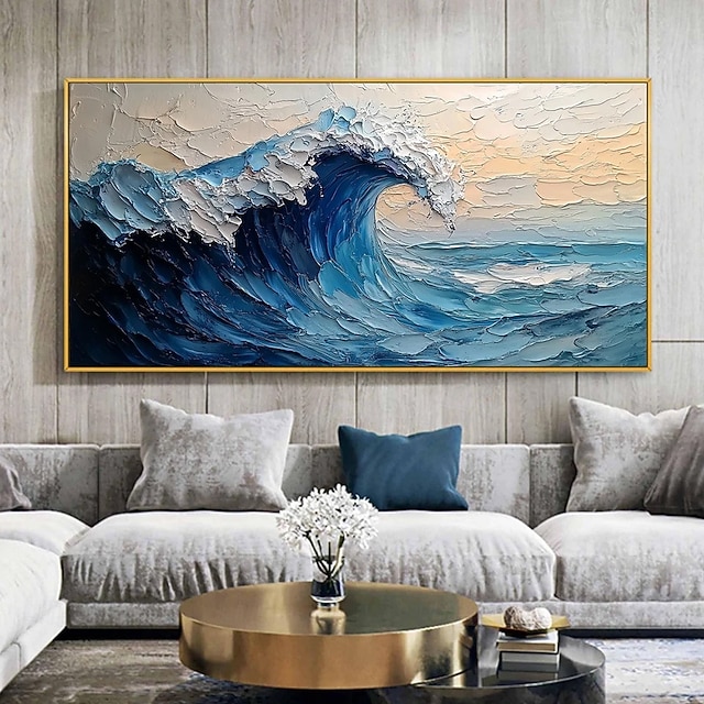 Mintura Handmade 3D Sea Wave Oil Paintings On Canvas Wall Art