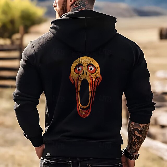 Men's Hoodie Basic Sporty Classic Hoodie Grimace Black Long Sleeve