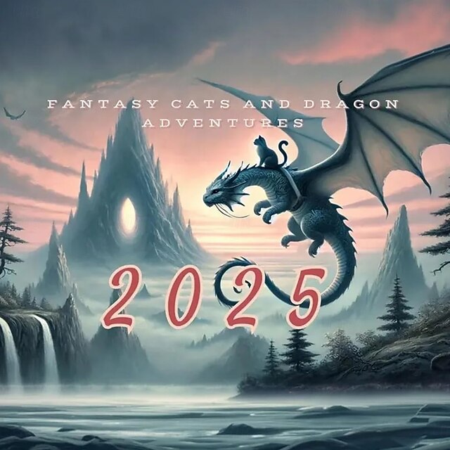 2025 Cat Dragon Rider Calendar, Cat Dragons 2025 Wall Calendar, Cat