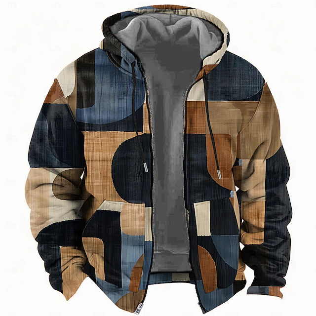 Men's Reactive Print Hoodie Hoodies Sweatshirt Fashion Daily Long Sleeve Hooded Vacation Holiday Travel Blue Drawstring Zipper Pocket Fall Winter Designer4