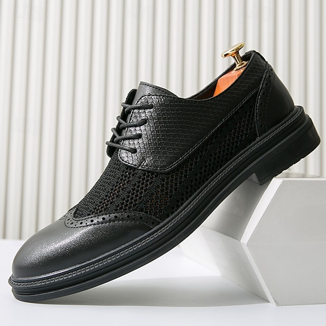  scarpe oxford da uomo con lacci in rete bianca con motivo coccodrillo, scarpe eleganti leggere e traspiranti per abbigliamento formale e casual estivo