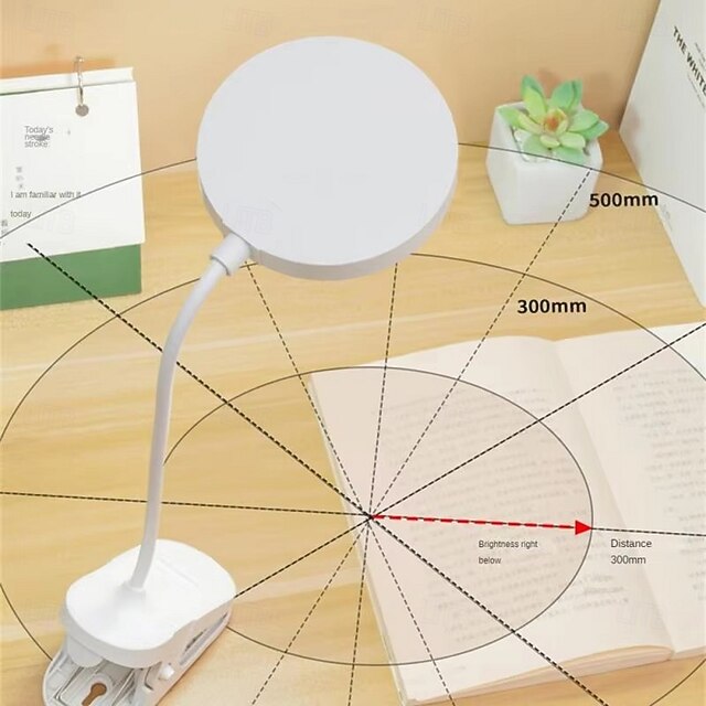 Foldable LED Desk Lamp, USB Rechargeable, 3 Modes Touch Dimming Clipon