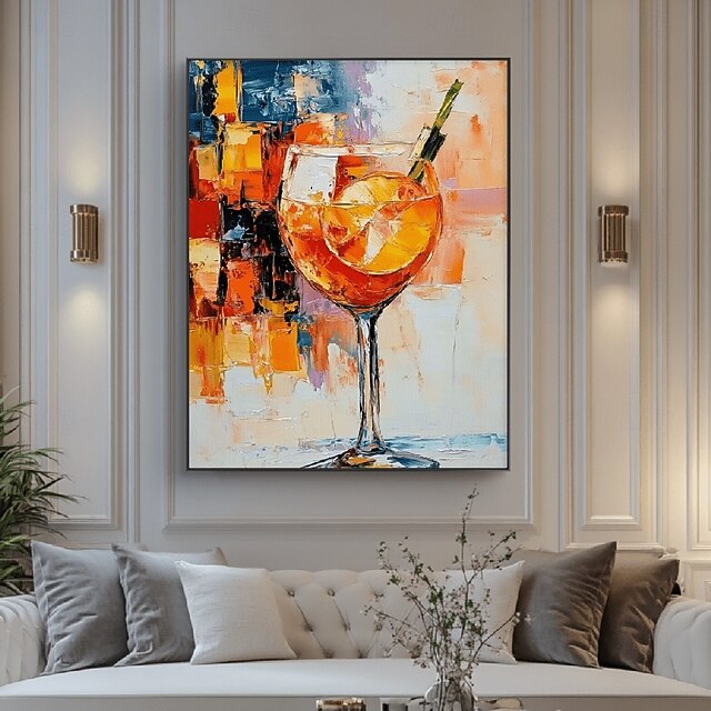 Handmade Abstract Gold Glass Still Life Paintings on Canvas Rich