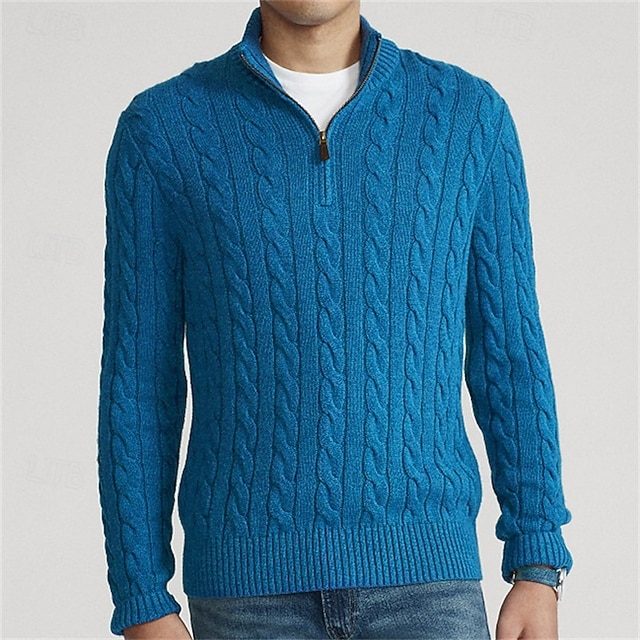  Herren Pullover Pullover mit Viertelreißverschluss Strickpullover Gerippt Stricken Standard Strick Glatt Troyer Halber Reißverschluss Modisch Brautkleider schlicht Freizeitskleidung Verabredung