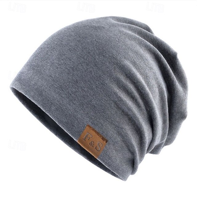 Men's Unisex Beanie Hat Winter Hats Beanies Skull Cap Knit Hat Black Light Grey Polyester Knitted Cozy Daily Wear Going out Solid / Plain Color Warm4