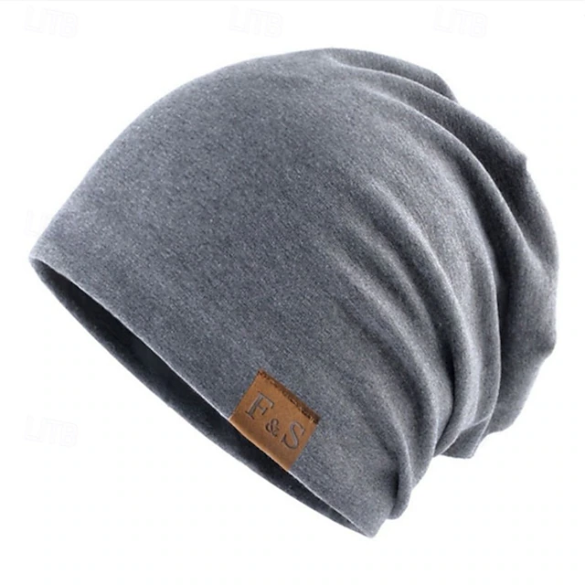 Men's Unisex Beanie Hat Winter Hats Beanies Skull Cap Knit Hat Black Light Grey Polyester Knitted Cozy Daily Wear Going out Solid / Plain Color Warm4