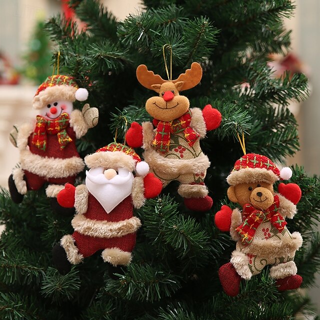 4pcs Christmas Tree Accessories Christmas Doll Dancing Old Man Snowman