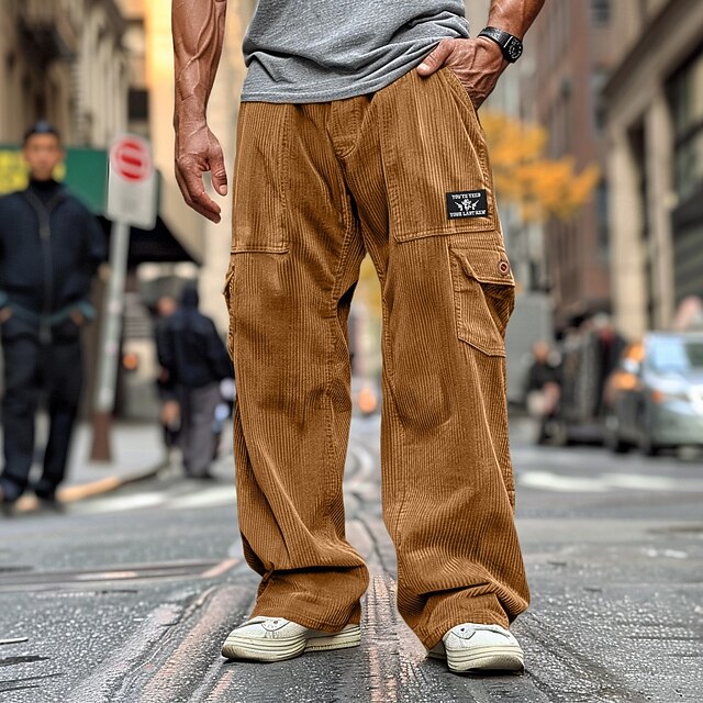 Men's Cargo Pants Corduroy Pants Trousers Casual Pants Embroidered