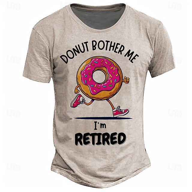 Men's Donuts T Shirt Short Sleeve T shirt 3D Print Crew Neck Shirt Fashion Athleisure Street Sports Outdoor Daily Beige Grey Summer Spring Clothing Apparel S M L XL XXL XXXL4