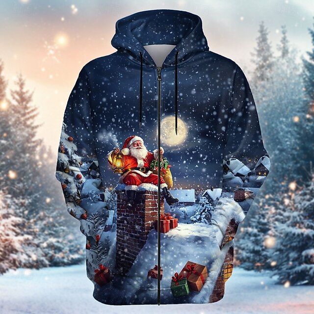Santa Claus Men's Fashion 3D Print Hoodie Party Holiday Vacation