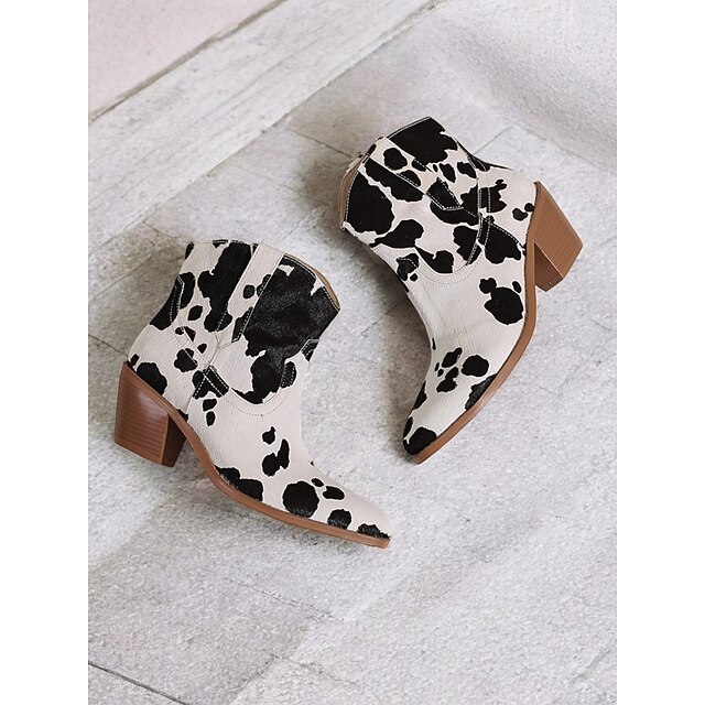 Women's Boots Cowboy Boots Retro Work Daily Animal Patterned Booties