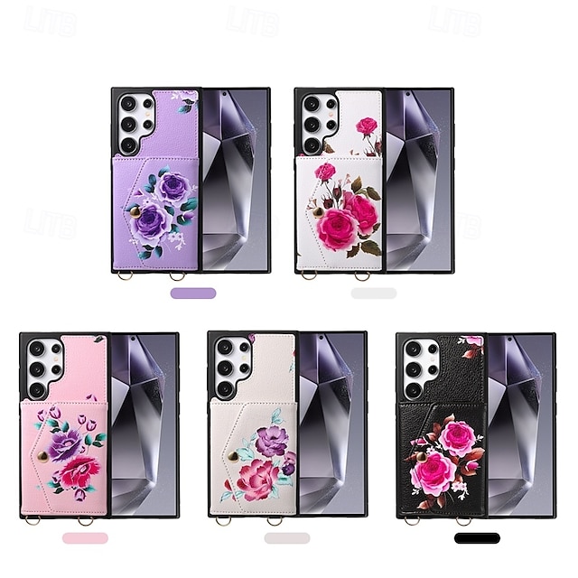  telefone Capinha Para S24 Ultra S24 Plus S23 Ultra S23 Plus Capa traseira Com Suporte com cordão com pulseira Retro TPU Couro PU