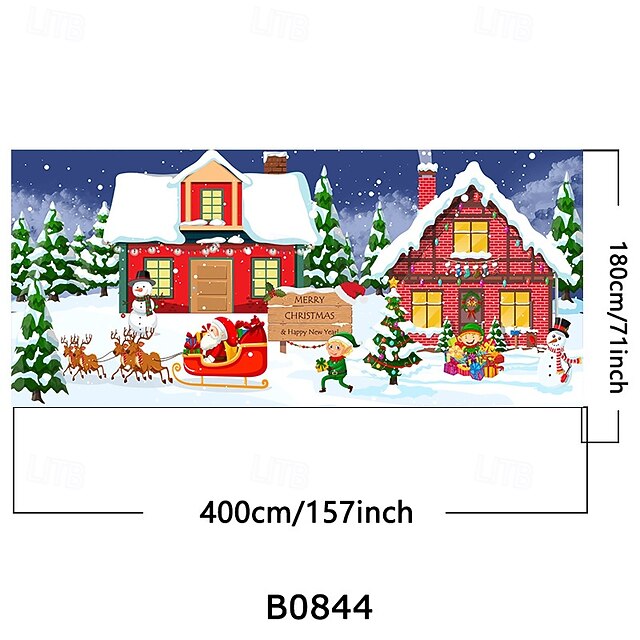 Christmas Door Decorations Outdoor Garage Door Cover Xmas Banner