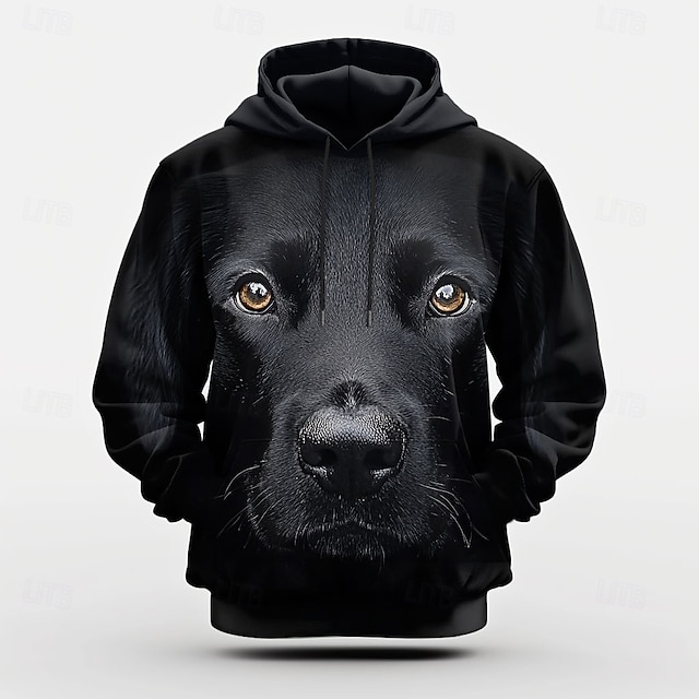  Pánské Pes Kapuce Kapucky Mikina Kapuce Dlouhý rukáv Mikina s kapucí Kapuce Přehnaný 3D tisk Outdoorové sporty Dovolená Streetwear Černá Tisk Přední kapsa Jaro & podzim Návrhář