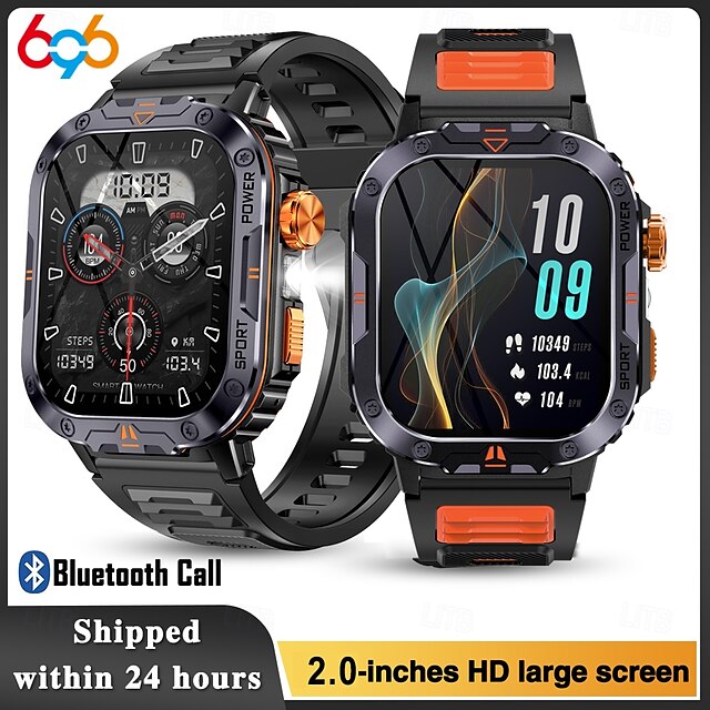  696 NX20 Reloj inteligente 2 pulgada Pulsera inteligente Bluetooth Podómetro Recordatorio de Llamadas Seguimiento del Sueño Compatible con Android iOS Hombre Llamadas con Manos Libres Recordatorio de