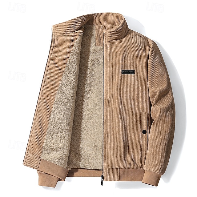  Herren Winterjacke Cordjacke Fleecejacke Freizeitjacke Täglich Urlaub warm Tasche Vlies Herbst Winter Glatt Modisch Strassenmode Ständer Standard Schwarz Gelb Armeegrün Grau Jacken