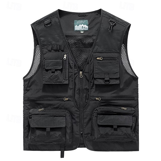 Herren Weste für Wanderer Wander-Fleeceweste Ärmellos Weste Außen Atmungsaktiv Komfortabel Tasche Polyester Schwarz Weiß Armeegrün Jagd Angeln Klettern