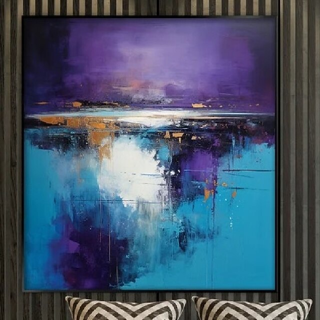 Handpainted White Blue Textured Painting Oversized 3D handmade Abstract