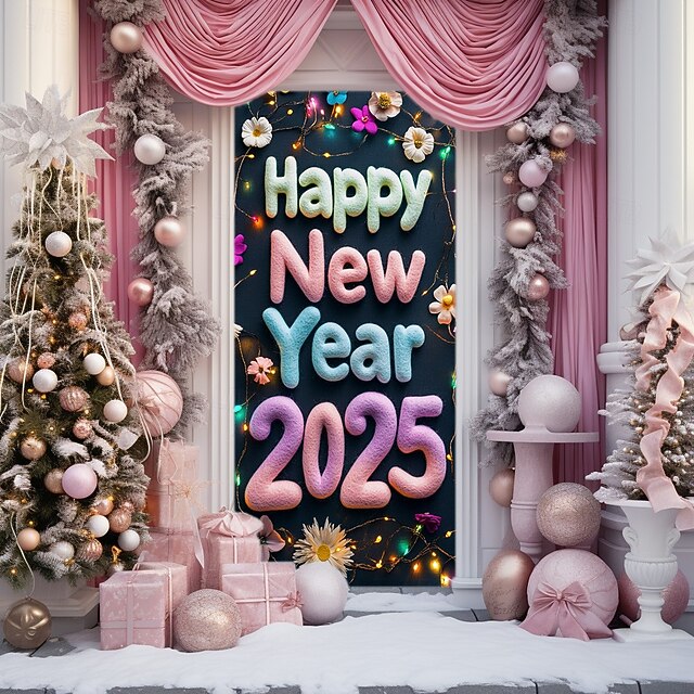Door Decorations Door Covers Happy New Year Door Tapestry Door Curtain