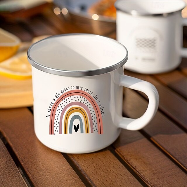 Enamel Coffee Cup 'Building a Small Heart Needs a Big Heart' Teacher