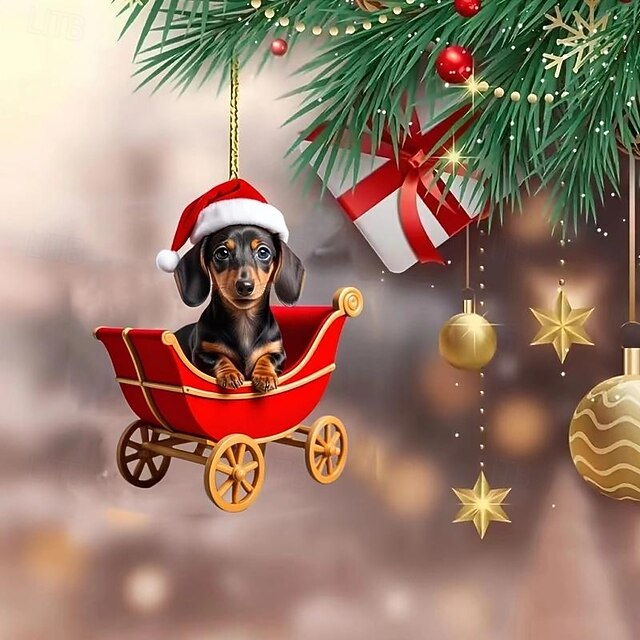  juledachs akryl ornament - 2d bilspeil  & tre sjarm, perfekt for feriehus  & festdekor